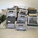 old abandoned printers, peripheral devices